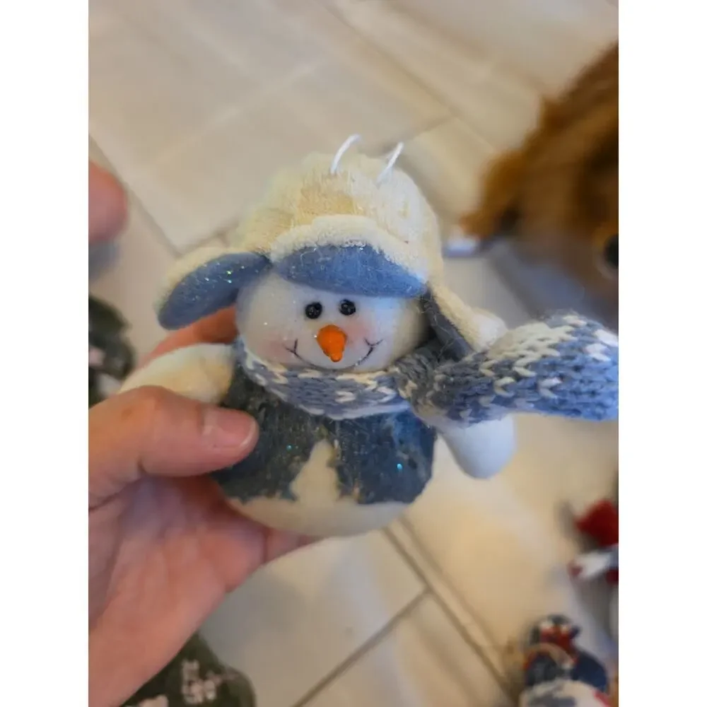 Stand Up Fuzzy Snowman Stuff‎ Animal Winter Holiday Decoration Lot Of 3